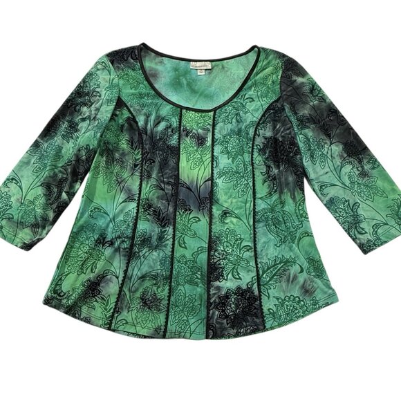 Vtg Y2k Whimsigoth Top Women’s Sz XL Dark Fairy Forest Goblin Velvet Detail - Picture 1 of 11